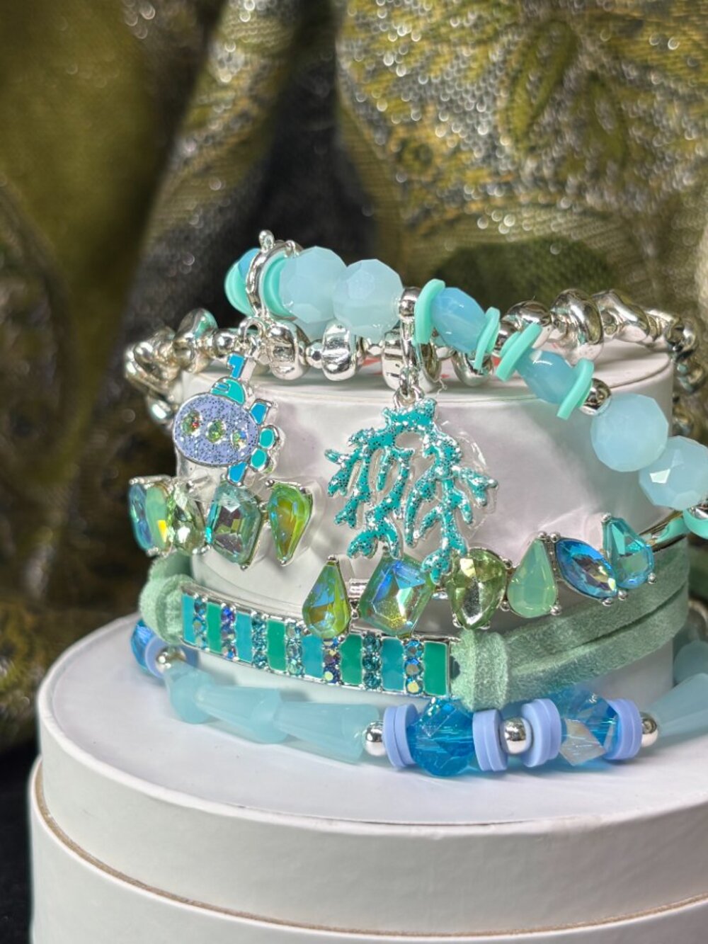Bomb Party "Just Keep Swimming" Summer Stacks 5 Bracelet Stack Set with Submarin - Picture 5 of 8